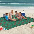 thumbnail image 5 of Extra Large Picnic Beach Blanket Waterproof Sand Proof Portable Outdoor Mat Red Roses and Green Leaves 60x80, 5 of 9