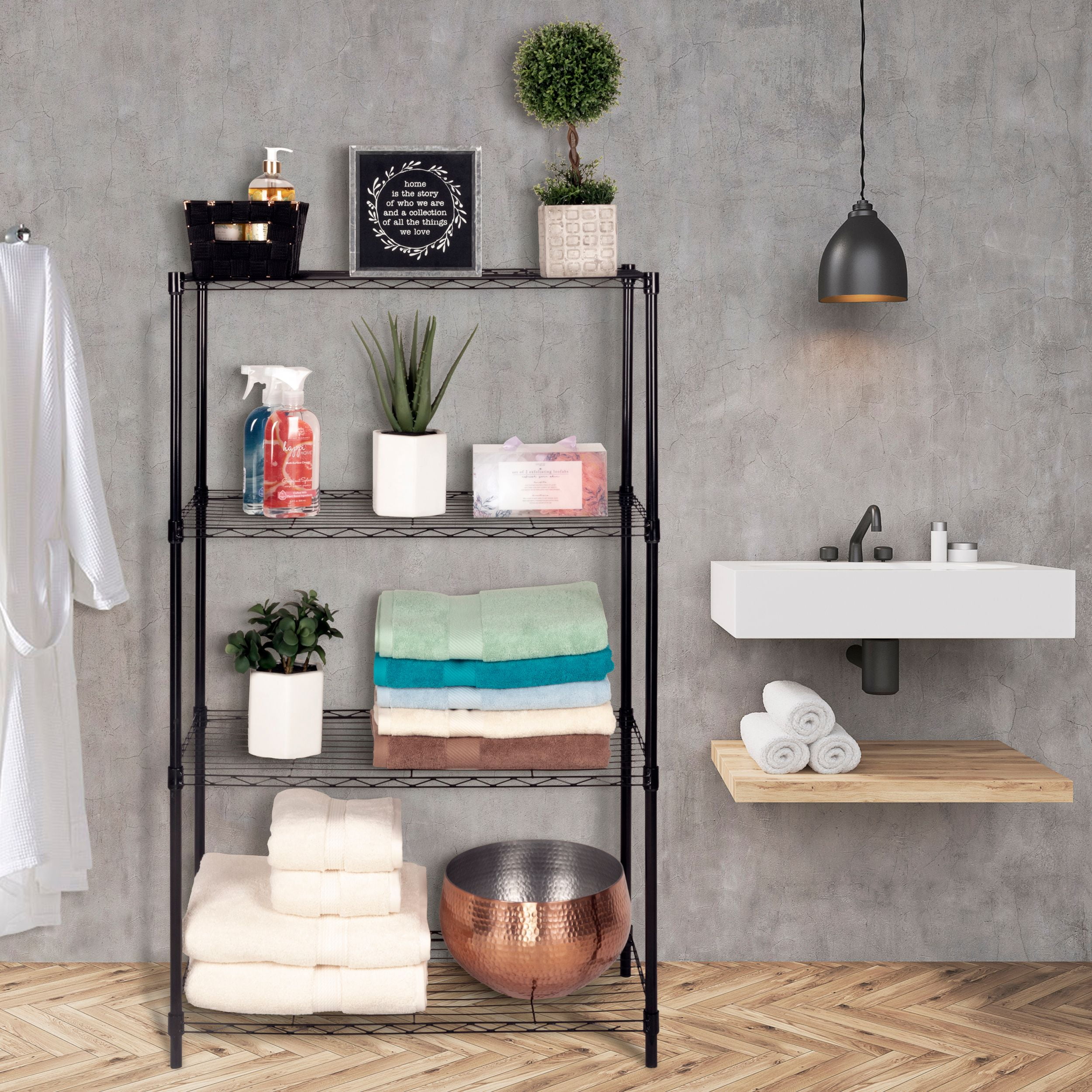 black wire shelving