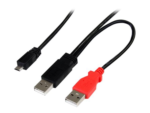 StarTech 1 ft USB Y Cable for External Hard Drive - Dual USB A to Micro B