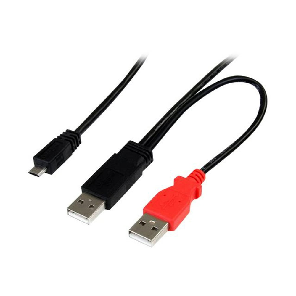StarTech 1 ft USB Y Cable for External Hard Drive Dual USB A to Micro