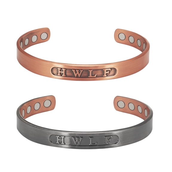 Metaljc Magnetic Copper Cuff Bracelets for Men Women, Engraved HWLF, Holy Will of God, Gift for a Christian