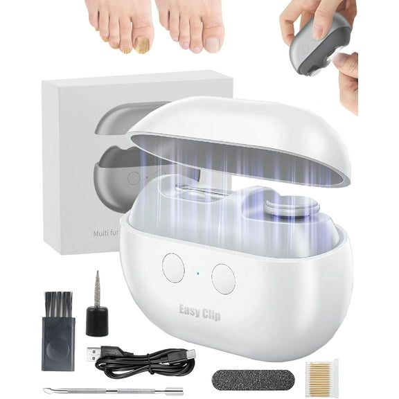 Hewelth Electric Nail Clippers for Seniors, 3 in 1 Easyclip Smart Nail Clipper for Extra Hard/Thick Hands Feet Nails, Polishing Clipper with Light, for Limited Mobility People