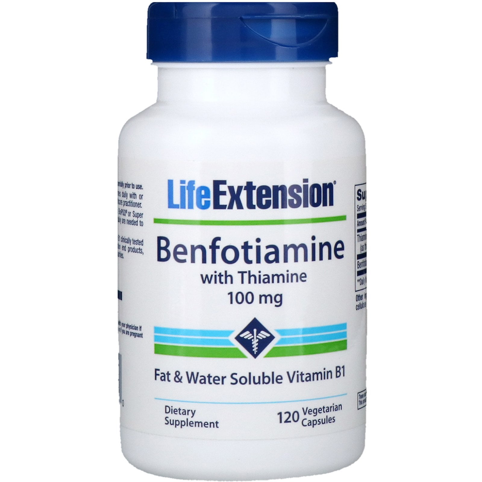 Life Extension Benfotiamine with Thiamine 100 mg 120 Vegetable Capsule