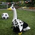 thumbnail image 2 of Soccer Porch Goose Outfit with Ball Print Top, Black Pleated Skirt, Bow and Whistle, Sports Fan Yard Decor for Goose Statue, Game Day Front Porch Display, 2 of 5