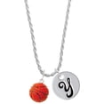 thumbnail image 1 of Delight Jewelry Resin Basketball Silvertone Script Initial Disc - Y - Charm Necklace, 20"+3", 1 of 4