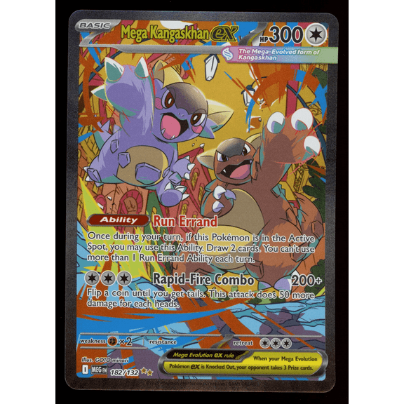 2025 Mega Evolution Mega Kangaskhan EX Secret Rare SAR Holo #182/132 Pokemon Trading Card