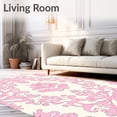 thumbnail image 2 of ODIKA 2'x3' Machine Washable Non-Slip Area Rug, Vintage Damask Scrollwork Design with Ornate Victorian High Traffic Rug with Pad, Pink, 568910, 2 of 8