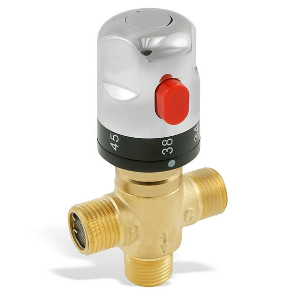 Brass Thermostatic Mixing Valve Adjustable Water Temperature Valve Tube Thermostat Anti Scald Basin Thermostat for Water Heater