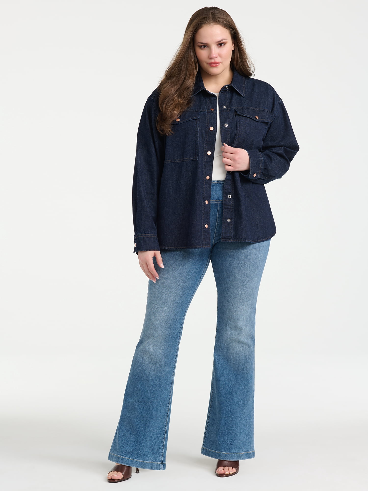 Sofia Vergara Women's Plus Size Relaxed Boyfriend Shirt Sizes 1X-4X