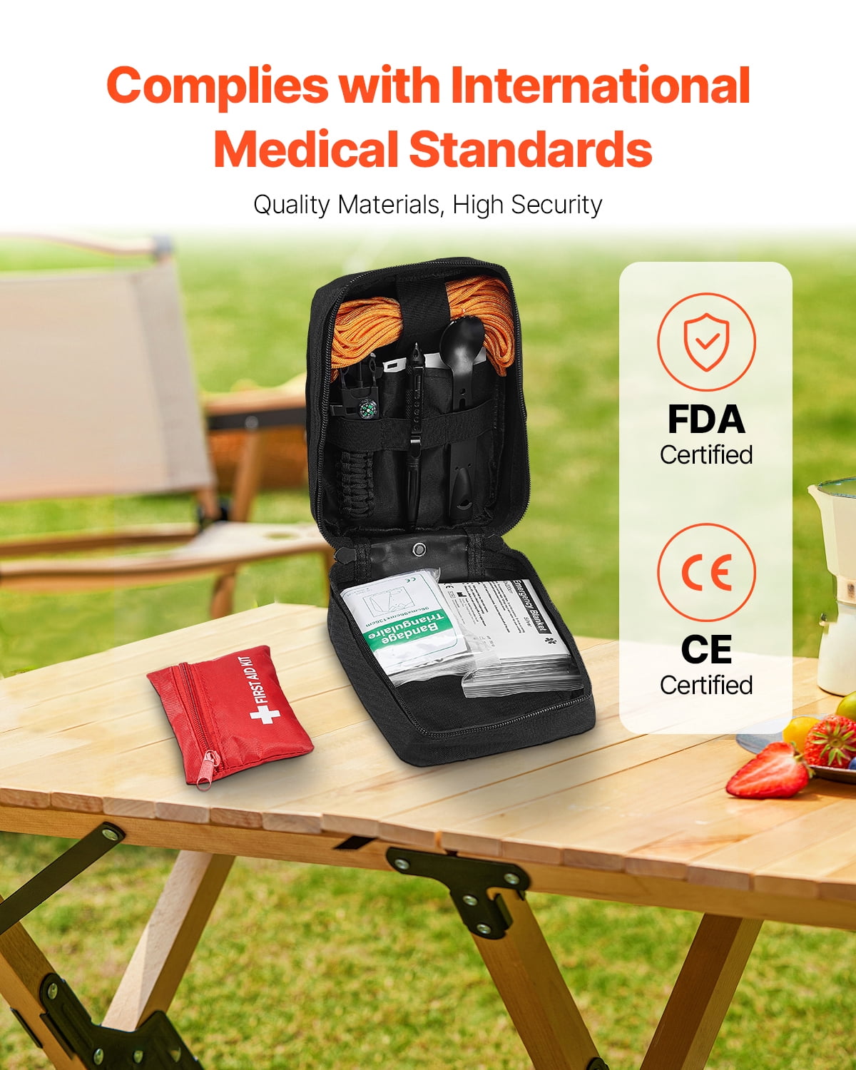 VEVOR Survival First Aid Kit, 250 Pieces, 600D Nylon Trauma First Aid Bag, Survival Gear and Equipment, Emergency Kits, for Men Women Camping, Boat, Earthquake,Hiking,Hunting,and Outdoor Adventure