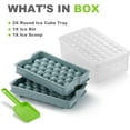 Round Ice Cube Trays with Lid & Bin 64 Small Sphere Ice Ball Maker