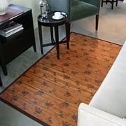 Chinese Roses Silk-Screened Traditional Bamboo Area Rug