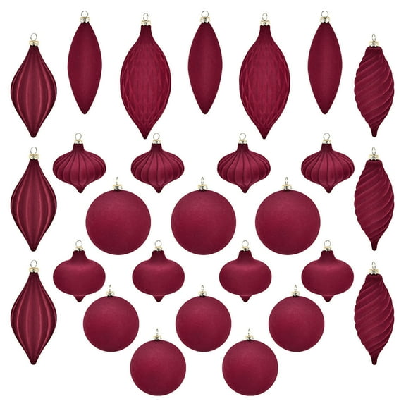 HomeDM 27 Pcs Christmas Velvet Balls for Christmas Tree Decor, Flocking Shatterproof Balls Ornament for Christmas Garland Party Event