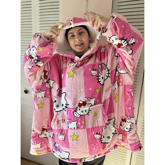 Anime Snug Wearable Blanket Hoodie in Ketty Look – Comfy adult snug oversized blanket hoodie