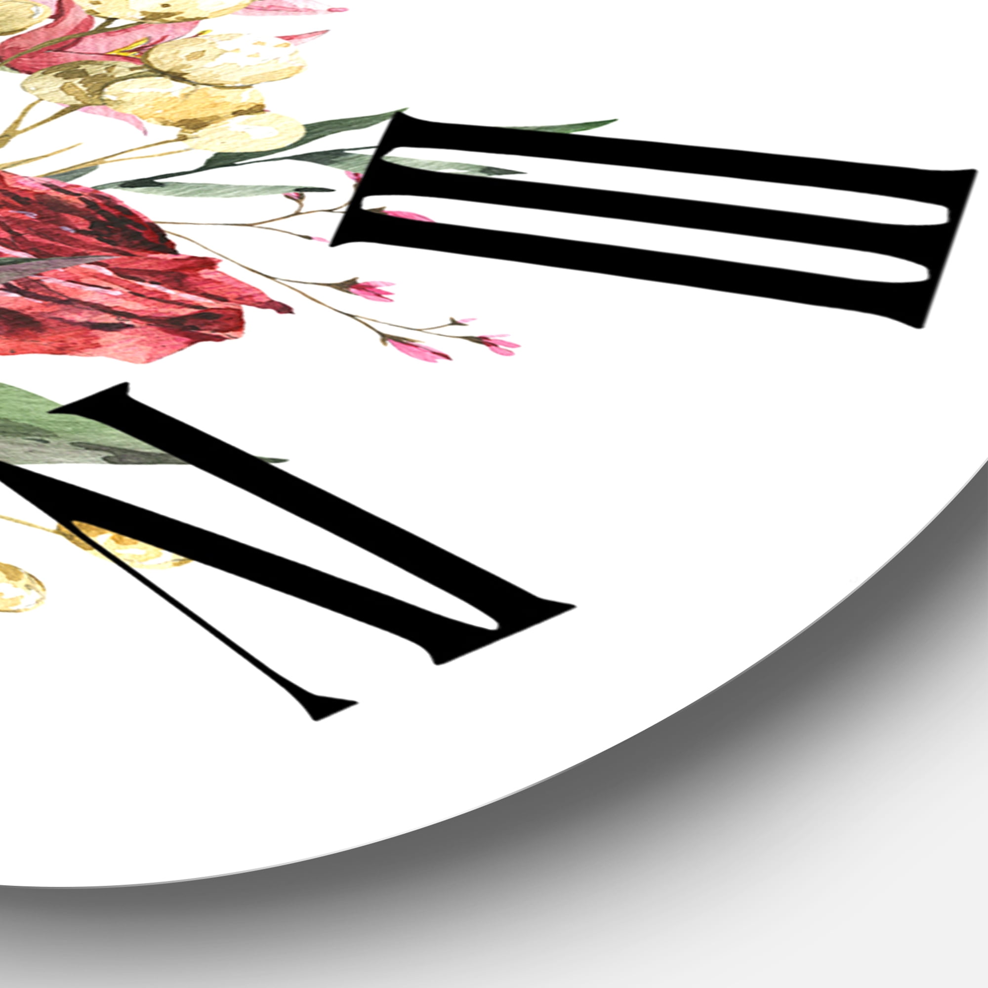 Designart 'Vintage Oxford Shoes With Wildflowers' Farmhouse Wall Clock
