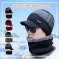 thumbnail image 2 of Hat And Scarf Set For Men Knit Hat And Scarf Fleece-lined Hat For Fall/winter Warm Woolen Hat E2k2, 2 of 7