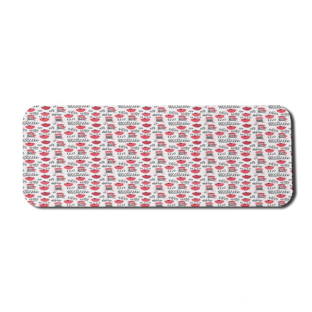 Childish Computer Mouse Pad, Pattern of Girl in Strawberry Garden Farming Yummy Fruits Imagination, Rectangle Non-Slip Rubber Mousepad Large, 31" x 12", Dark Pink Charcoal Grey, by Ambesonne