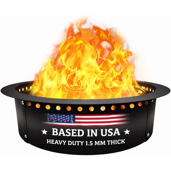 FEBTECH 45" Smokeless Fire Pit Ring – Heavy-Duty Carbon Steel, 39" Inner Diameter – Heat-Resistant, DIY Outdoor Bonfire Ring for Camping, Backyard Vibes, & Family Chill Sessions