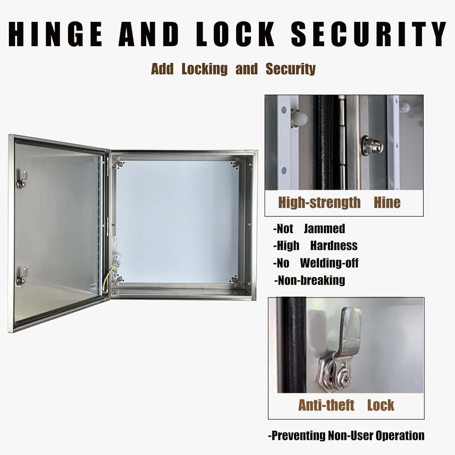 MJ-Box 24x24x12 Inch 304 Stainless Steel Electrical Enclosure - NEMA 4X, IP66 Waterproof Dustproof, Indoor Outdoor Protective Box