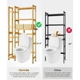 thumbnail image 3 of VigorPro Over the Toilet Storage, Bamboo Bathroom Organizer with Basket, Drawer, Waterproof Feet Pad, Adjustable Space-Saving Rack for Restroom and Laundry, 3 of 7