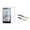 Insten Clear Tempered Glass LCD Screen Protector for Microsoft Lumia 950 (with 3.5mm Audio Extension Cable M/M) (2-in-1 Accessory Bundle)