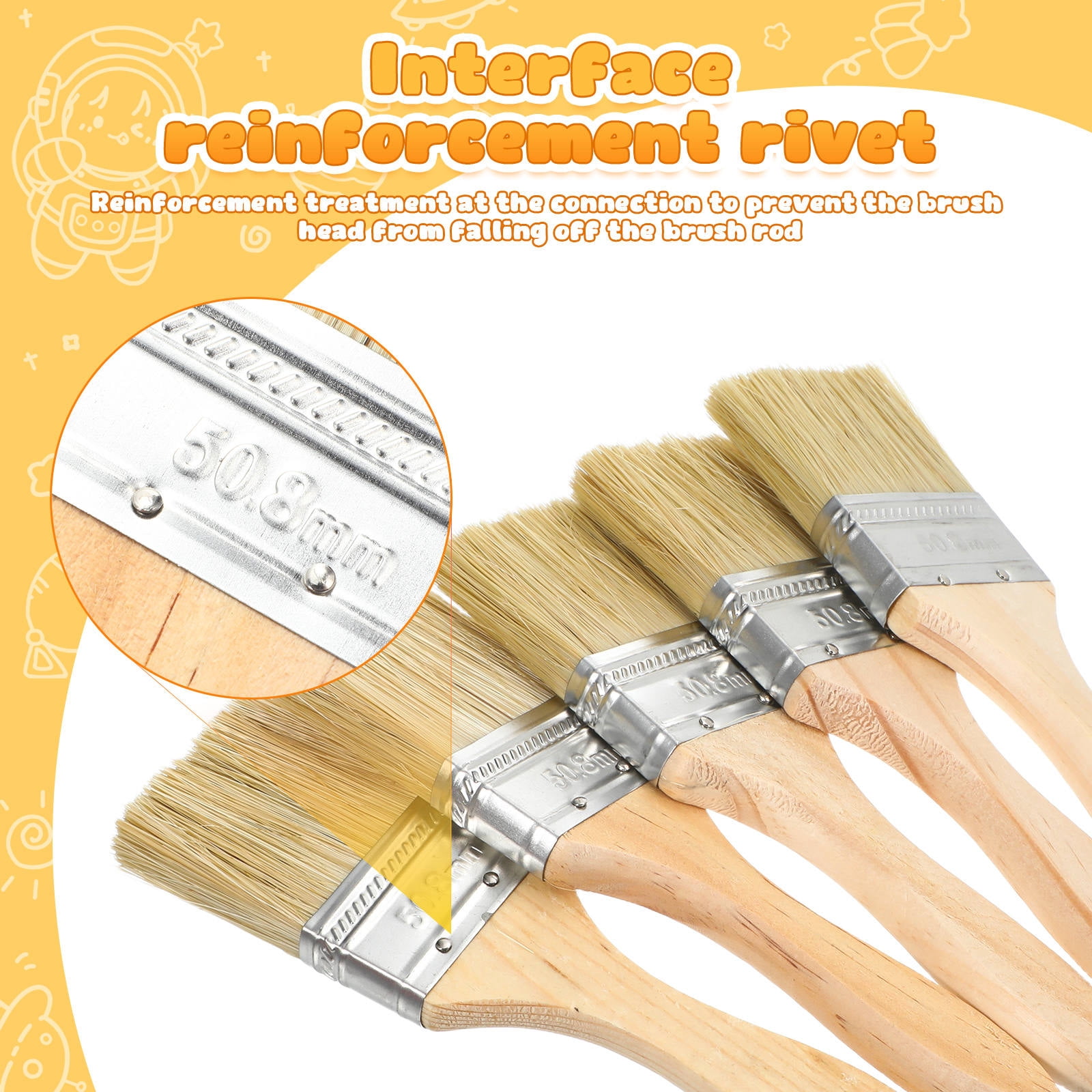 OUNONA 30-Piece Professional Flat Paint Brush Set for Walls and Wood with Comfortable Wooden Handles for Easy Grip
