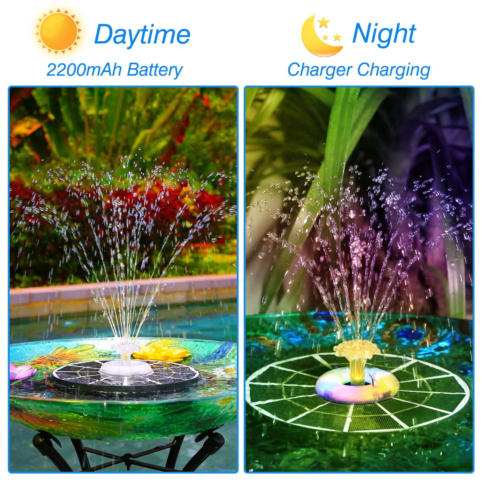 AISITIN 4W Solar Fountain 2024 Upgraded, Solar Fountain Pump with Bracket and 8 Nozzles, Solar Water Fountain for Bird Bath, Garden, Pond and Outdoor