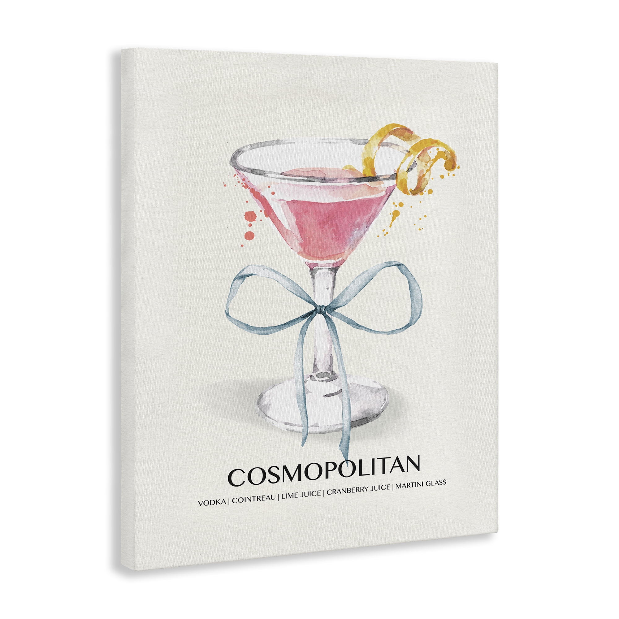 Stupell Industries Pastel Cocktail with Bow Food & Beverage Painting Wrapped Canvas Art Print Wall Art, 16 x 20