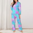 thumbnail image 3 of Wukai Purple Dragon Scales Print Women's Pajama Set - Soft Long Sleeve Sleepwear for Comfort and Style-Medium, 3 of 9