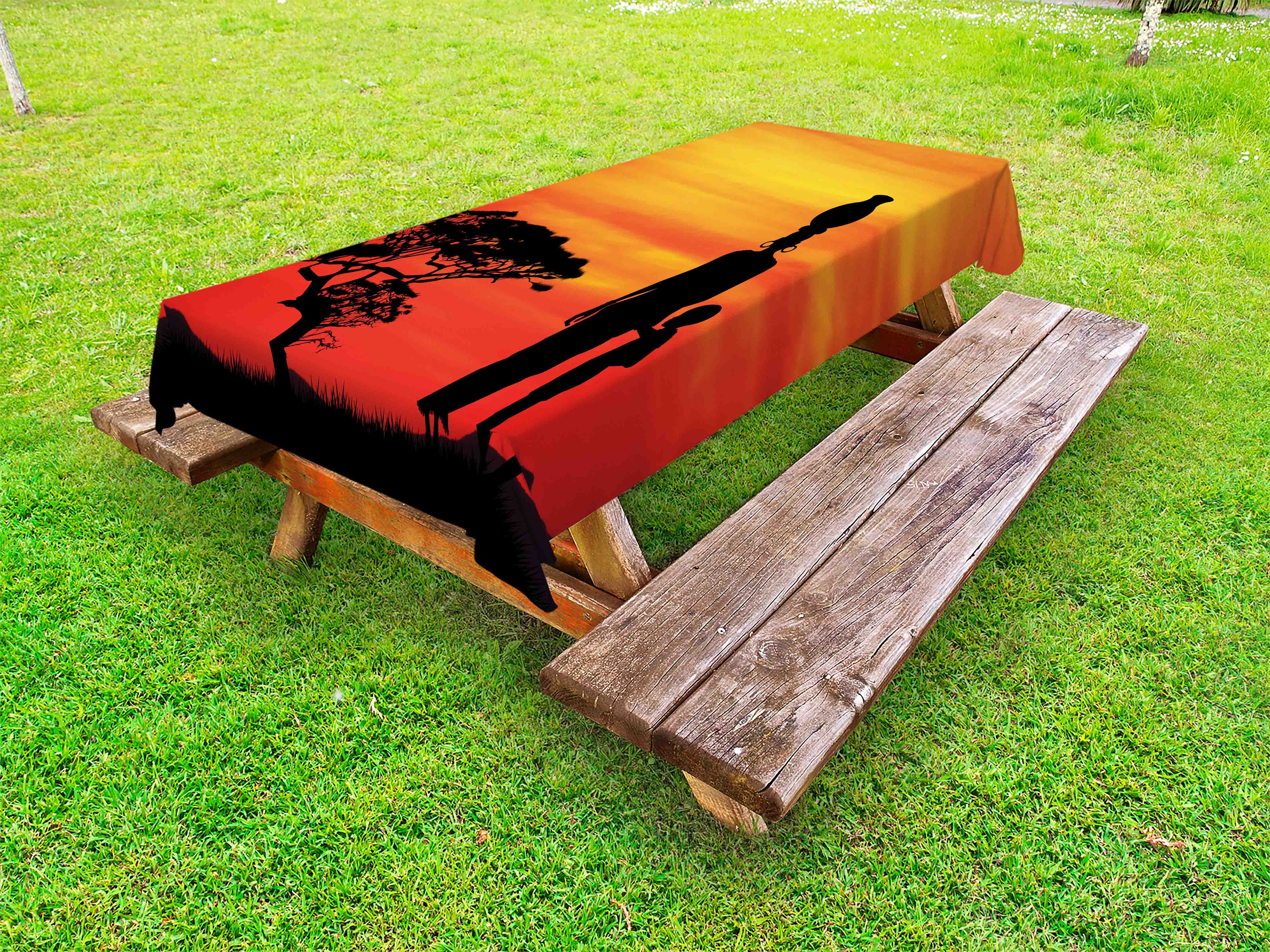 African Woman Outdoor Tablecloth, Rural Countryside Landscape Mother