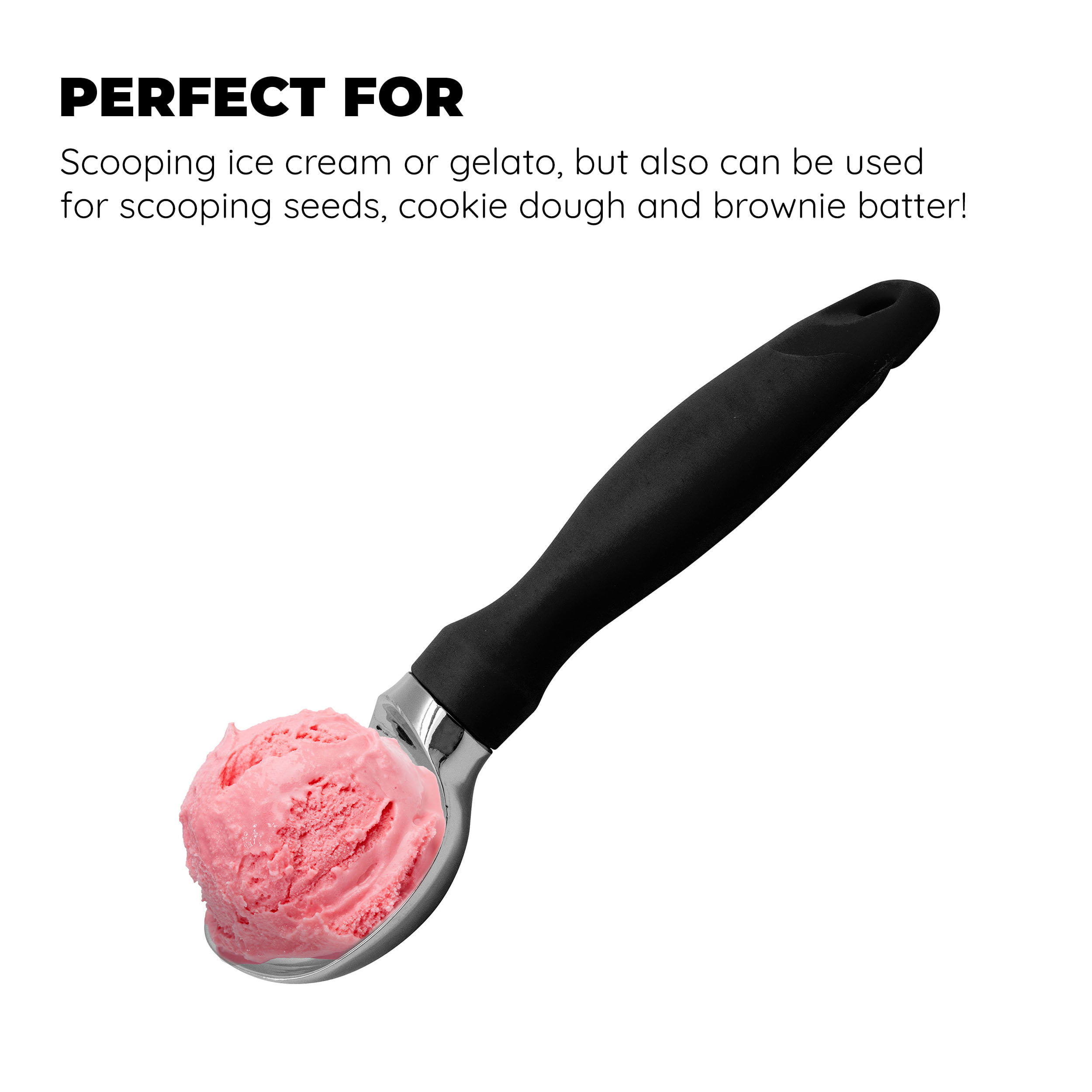 Comfy Grip 7.9 x 2 Inch Kitchen Ice Cream Scoop, 1 Heavy-Duty Ice Cream  Disher - Ergonomic PP Handle, Dishwashable, Navy Blue Metal Ice Cream  Spade