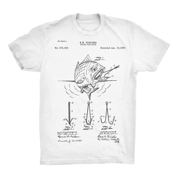 Fish Hook Patent Patent Patent 100% Cotton Premium T-Shirt