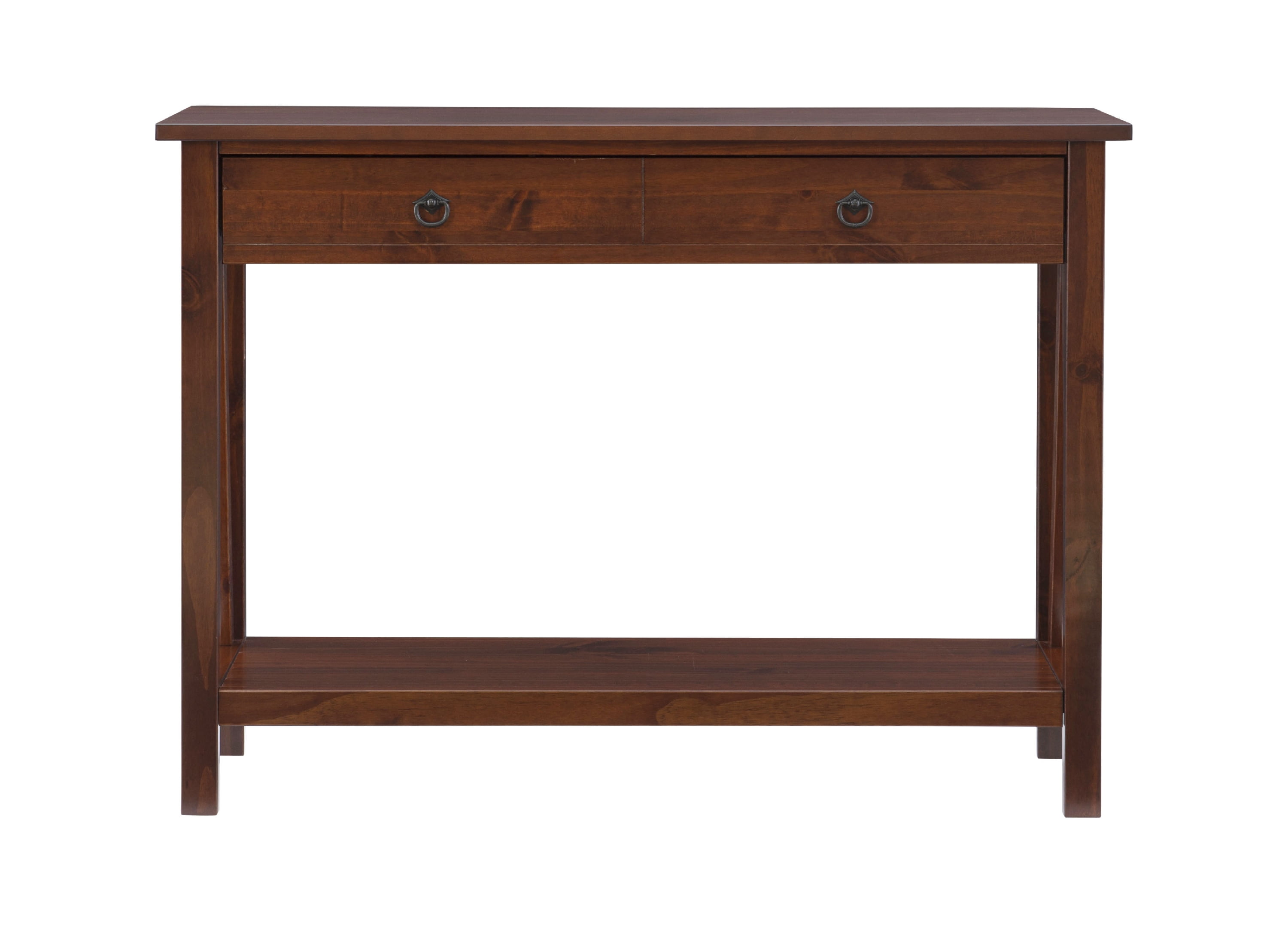Linon Moreland Farmhouse Console Table with 2 Drawers, Antique Tobacco Finish