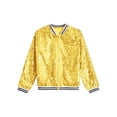 thumbnail image 3 of YUUMIN Kids Girls Metallic Hip Hop Jazz Jackets Long Sleeve Zip-up Outerwear for Performance Gold 12, 3 of 5