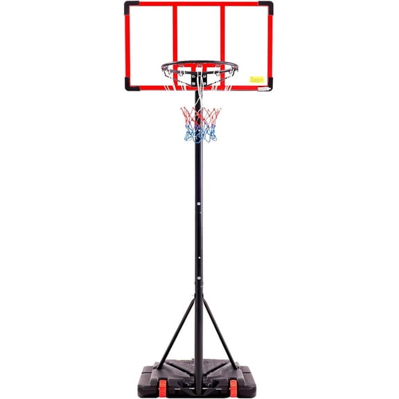 Nextay 8.5FT Portable Basketball Hoop, Adjustable Basketball Hoop with Shatterproof Backboard & Shock-Absorbing Rim, Red