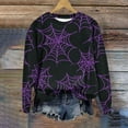 thumbnail image 5 of Sakmal Halloween Sweatshirts Women Pullover Purple Holiday Sweatshirts Soft Cobweb Fall Fashion Tops, 5 of 5