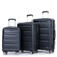 Black Lightweight & Durable 3 Piece Luggage Sets with Double Spinner
