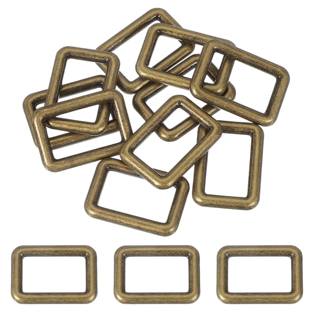 Uxcell Metal Rectangle Rings Buckle, Zinc Alloy Adjuster Sliders Webbing Strap Fasteners Copper 25mm