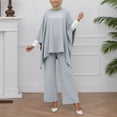 thumbnail image 5 of Elegant Women'S 2-Piece Cape Tunic & Wide-Leg Palazzo Pants Set - Flowy Casual Outfit For Daily & Dressy Occasions, 5 of 6