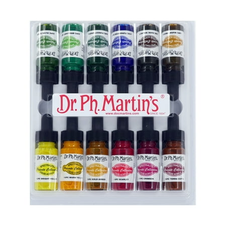 Dr. Ph. Martin's® Spectralite Private Collection Liquid Acrylics (Set 2) Arcylic Paint Set, ½ US fl oz, Set 2 Colors, 1 Set of 12 Bottles