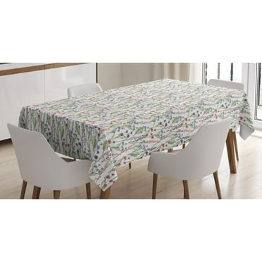 Floral Tablecloth, Wild Flowers Medley Of Cornflower Pyramidal Orchids Cow Parsley Lily of the Valley, Rectangular Table Cover for Dining Room Kitchen, 60 X 84 Inches, Multicolor, by Ambesonne