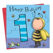 Twizler 1st Birthday Card for Boys - Bumble Bee - Children's Age 1 Happy Birthday Greeting Card for Son Grandson Nephew Kids