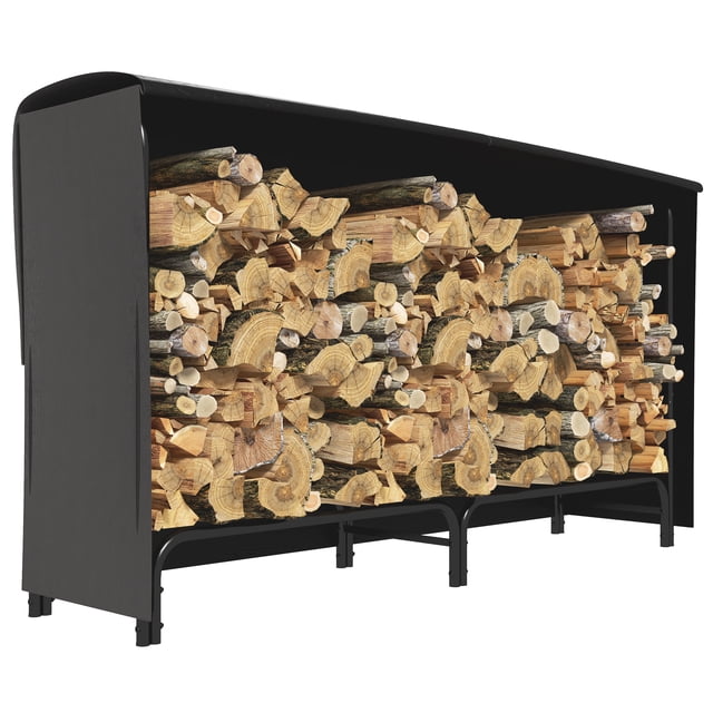 Outsunny 6ft Firewood Rack with Cover Wood Storage Holder Black