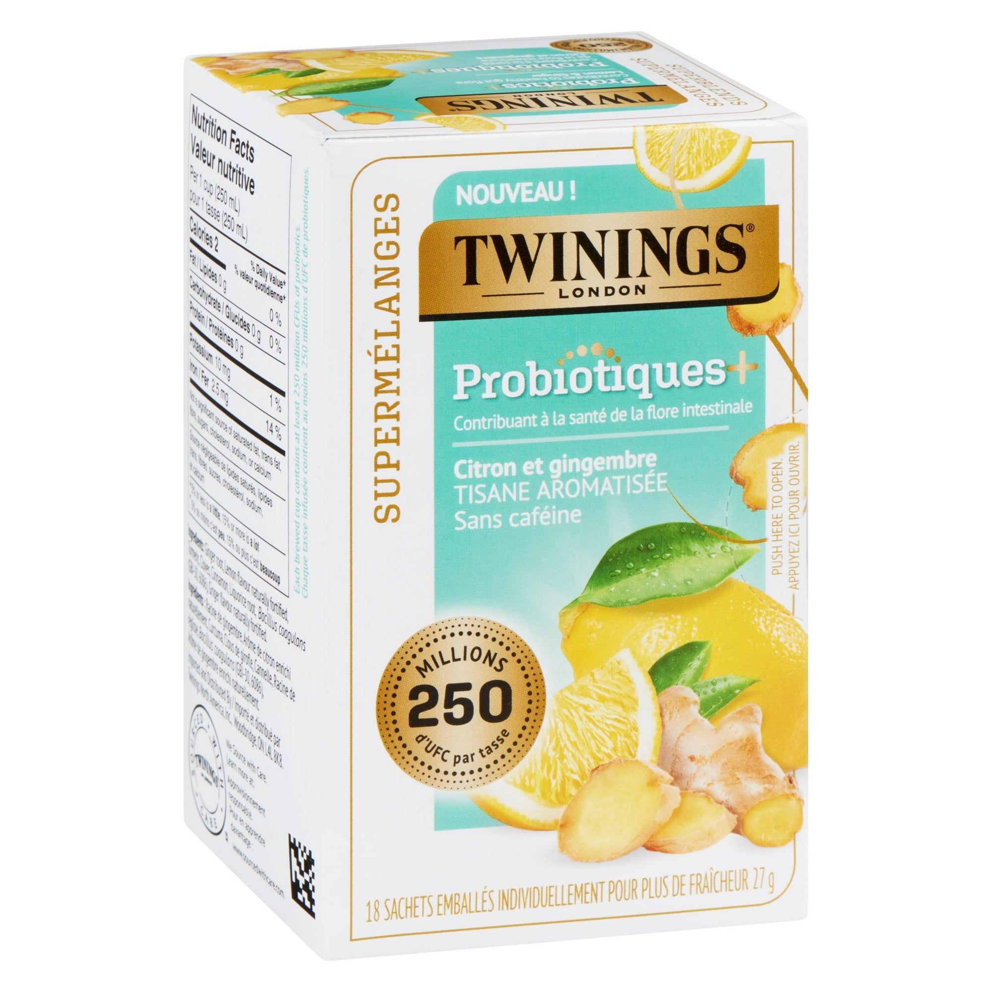Twinings Superblends Probiotics+ Lemon & Ginger 18 Tea Bags, Lemon & Ginger