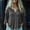 Gray women's boho tops a1, variant on Women's Fall Winter V Neck Long Sleeve Button Down Blouse Flowy Boho Casual Tops Solid Loose Pullover Vacation Fashion Clothes, Black M