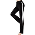 thumbnail image 4 of OSOLU Contrast Color High Waist Loose Fit Yoga Pants For Women Casual Stretchy Workout Trousers Workout Stretchy Running Tummy Control Joggers Bottoms Black M, 4 of 7