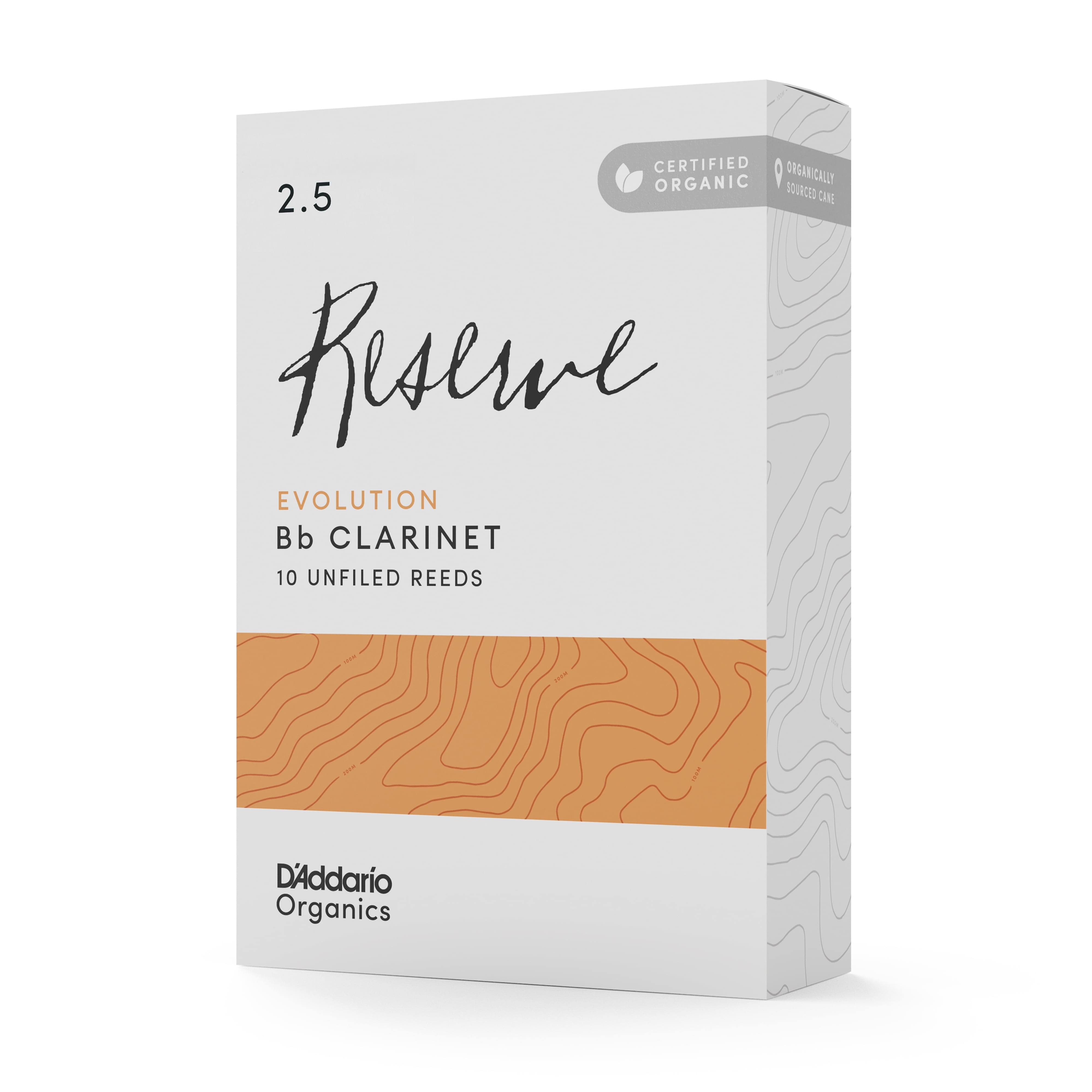 D'Addario Organic Reserve Evolution Bb Clarinet Reeds, Strength 2.5, 10-pack