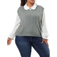 thumbnail image 5 of Agnes Orinda Women's Plus Size Sweater Vest Cable Knit Sweater Sleeveless Pullover Vests 3X Gray, 5 of 8