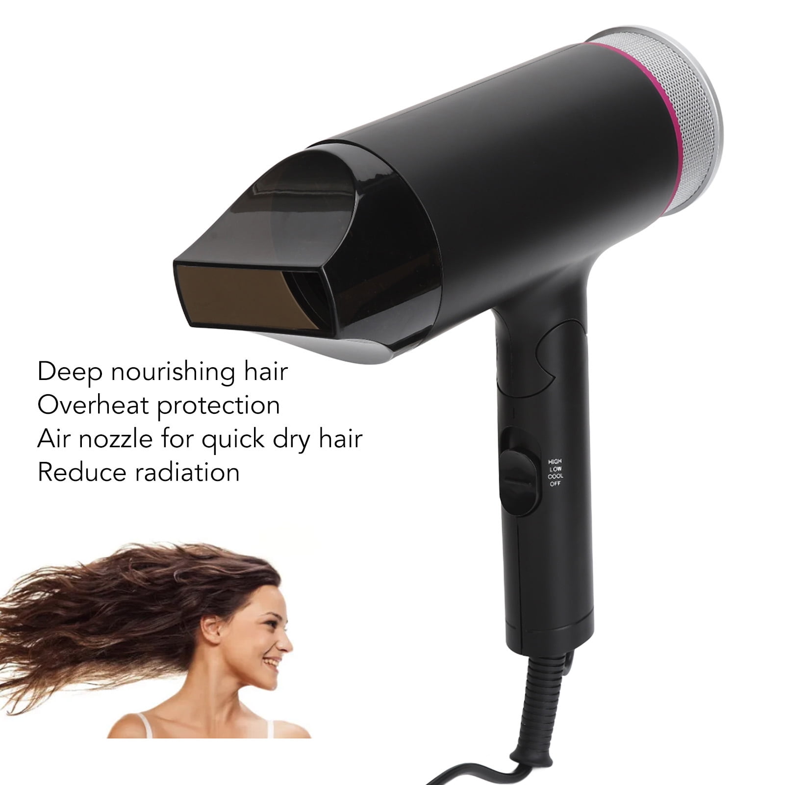 Professional Ionic Hair Dryer with Attachment Quick Drying with Concentrator Nozzle and Diffuser Electric Hair Dryer for Home Salon