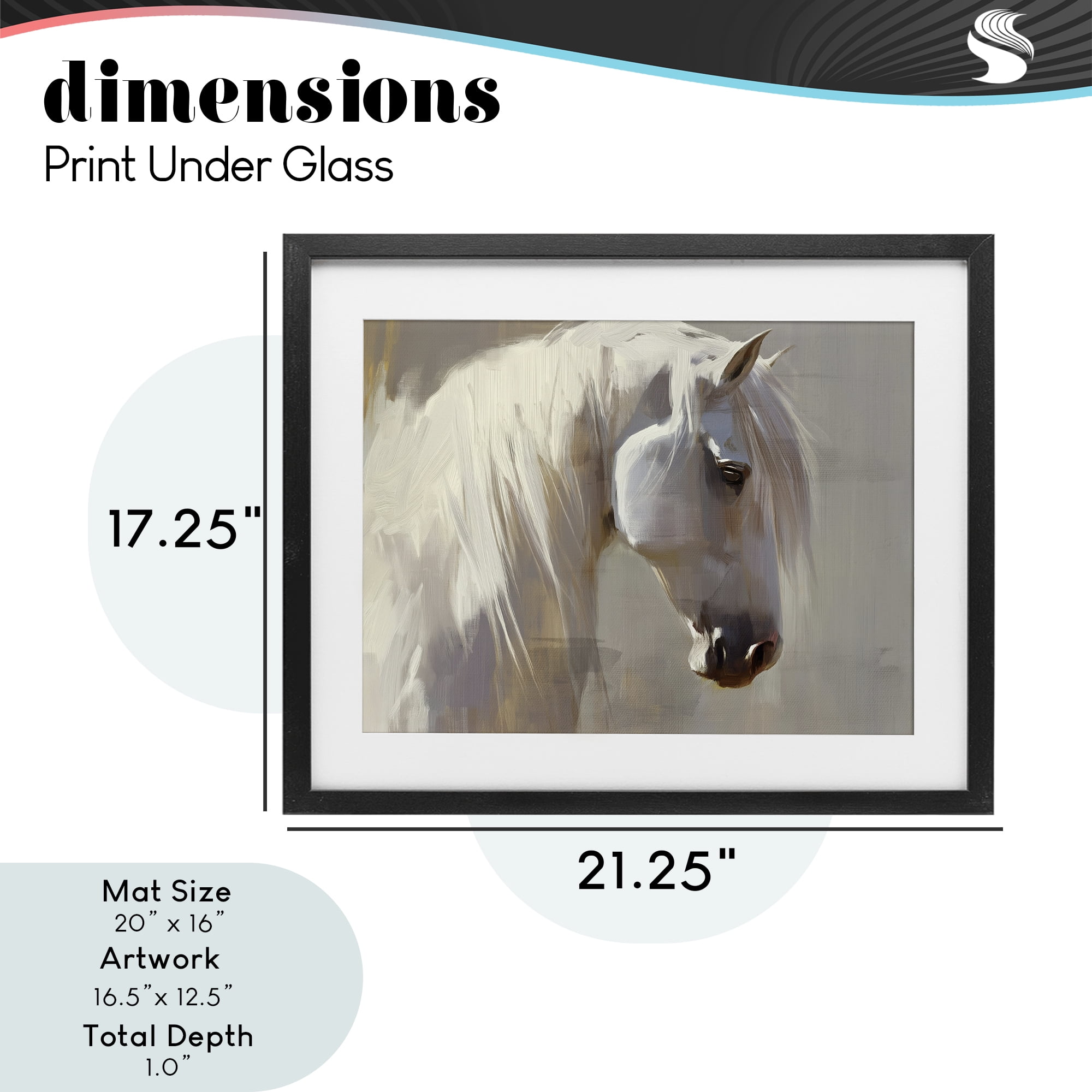 Stupell Industries White Moon Horse Black Framed Print Under Glass, design by Svetlana Aleynikova